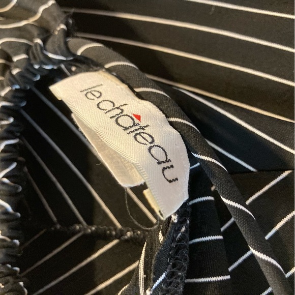 Le Chateau Vintage Y2K striped maxi halter dress with side slit - Picture 3 of 3